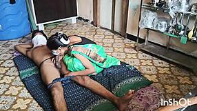 village bhabhi shivani strips green saree teasing