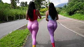 two big ass babes workout then anal ride pov