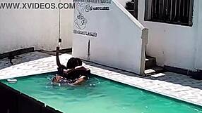 hey caught my neighbor banging black guy by the pool with her hubby watching