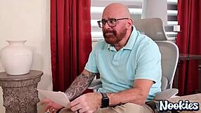 Petite teen bends over for mature employee's big cock doggystyle raise