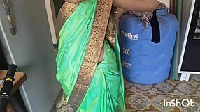 village bhabhi shivani strips green saree teasing