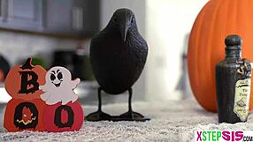 Big ass latina stepsis brats out on halloween craving hardcore monster cock pounding.