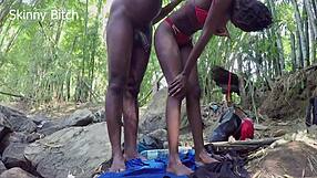 Forest Sex Thrill: Muscular Bodybuilder Dominates Skinny Legs