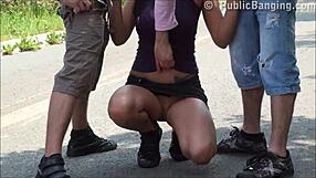 Public outdoor compilation teases with risky exposures