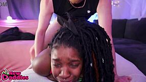 black girl gets roughly pounded by white boy in wild interracial action