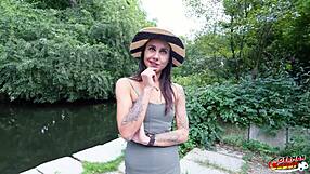german scout jenny stella chats then bends for hard anal pounding in berlin