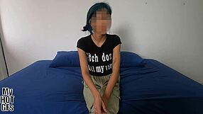oh dios!! ella es legal? curvy latina teen girlfriend hairy pussy first time casting blowjob