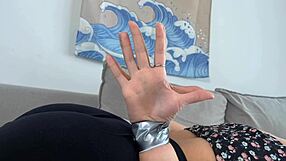 Moms friend bound hands thrives sucking deepthroat on teen's cock