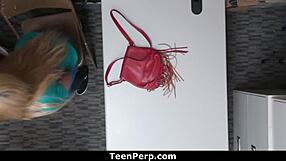 The lp officer blackmails teen perp into bent over blowjob cowgirl ride and doggystyle punishment in garage