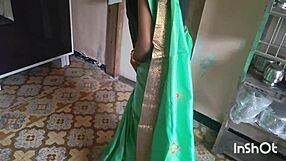 village bhabhi shivani strips green saree teasing