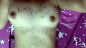 Asian Teen Writes Pussy on Naked Body