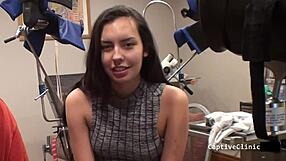 The Doctor's Deception - Aria Rose backstage with nurse gloves and heels.