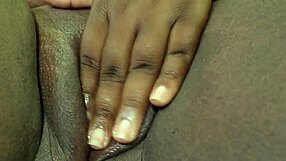 Chubby ebony babe's fat pussy lips drip masturbating for big black cock