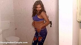 indian college babe showers nude dances fingering