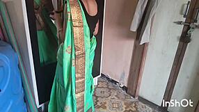 village bhabhi shivani strips green saree teasing