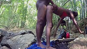 Forest Sex Thrill: Muscular Bodybuilder Dominates Skinny Legs