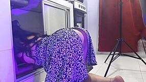 Stuck in pantry? Chubby latina housewife gets her big ass fucked hard while lubed up