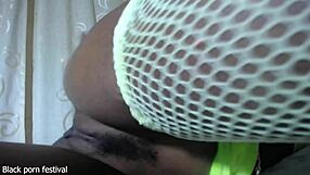 black pussy hammered by dildo up close!!