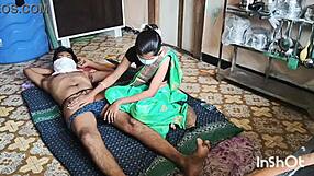 village bhabhi shivani strips green saree teasing