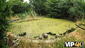 Babe with Pierced Nipples Fucks Monster Cock in Forest