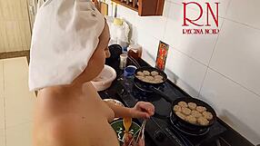 Nudist Housewife Regina Noir Cooks Naked in Kitchen as Maid in Naked Housewife Series Season Three