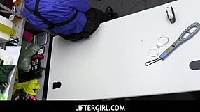 liftergirl adrianna jade hides lipstick in pussy then gets fucked by guard for release