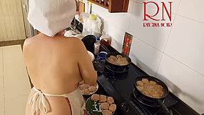 Nudist Housewife Regina Noir Cooks Naked in Kitchen as Maid in Naked Housewife Series Season Three
