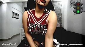 Zombie cheerleader brunette commands your halloween jerkoff with big tits and ass
