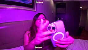 Chubby asian girlfriend cheats with stranger on rough wet pussy videocall