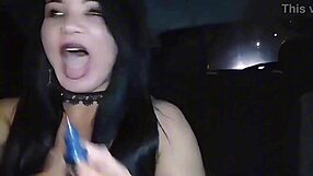 Halloween latina flashes big clit and monster cock on car streets suggestively
