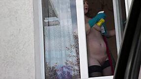 i strip naked in taxi without panties for voyeur driver watching my hairy milf pussy