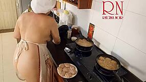 Nudist Housewife Regina Noir Cooks Naked in Kitchen as Maid in Naked Housewife Series Season Three