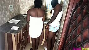 bitch making breakfast gets banged hard by kitchen visitor doggystyle