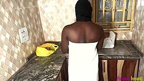 bitch making breakfast gets banged hard by kitchen visitor doggystyle