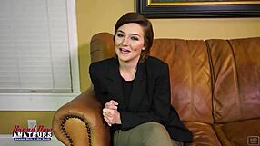 short haired brunette kylie deepthroats monster cock doggystyle then swallows cumshot pov