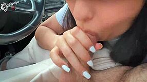 boss's big tits wife sucks my cock pov in car