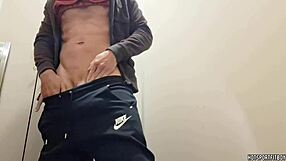 does hunky bodybuilder's monster cock tempt you in public bathroom?