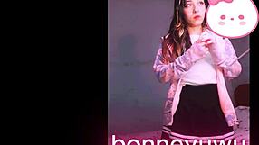 cute petite argentinian bonneyuwu teen lifts skirt on bed solo masturbates small tits beautifully sexy