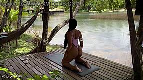 yoga slut wife pussy filled deep poolside flashing neighbors