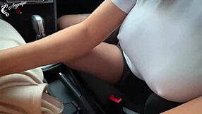 boss's big tits wife sucks my cock pov in car