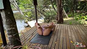 yoga slut wife pussy filled deep poolside flashing neighbors