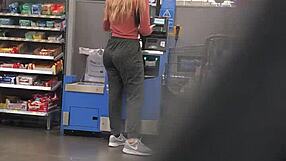 Blonde milf rocks nice ass in spandex outfit