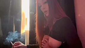 Italian Milf Artemisia Love Smokes While Dildoing Big Tits in Handjob Fetish