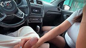 boss's big tits wife sucks my cock pov in car