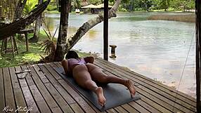 yoga slut wife pussy filled deep poolside flashing neighbors