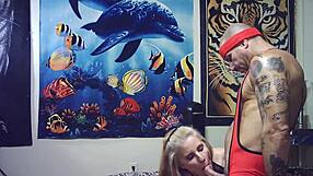 behind the scenes at porn shoot, guy full nelson wrestles new zealand pornstar then gets her hot blowjob