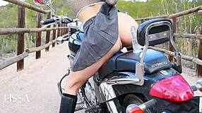 i ride dildo hard on my biker boots outdoors