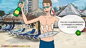 Busty cheer squad family hits beach for wild anal assfucking and pussy cumshots!