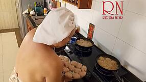 Nudist Housewife Regina Noir Cooks Naked in Kitchen as Maid in Naked Housewife Series Season Three