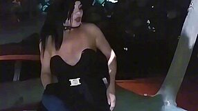 Halloween latina flashes big clit and monster cock on car streets suggestively